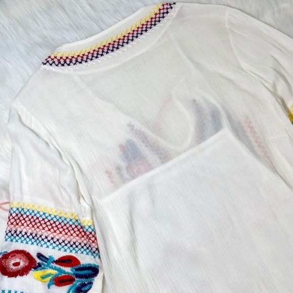 Floral Embroidered Dress Tassels Maxi Kaftan Linen Colorful Boho - Picture 12 of 14